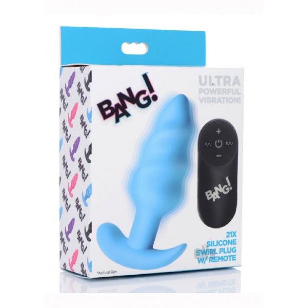 Bang 21x Vibe Swirl Plug W/remote Blue - Xr Llc