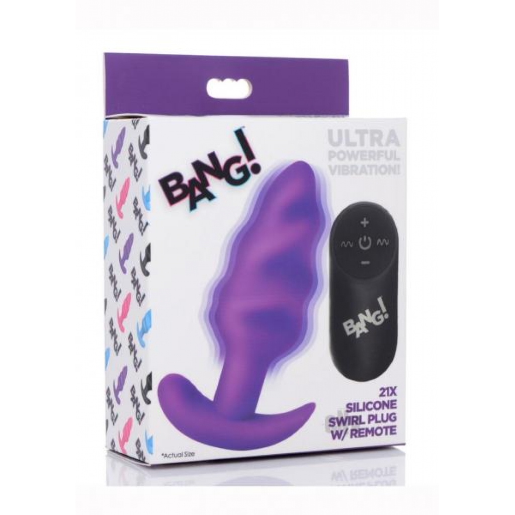 Bang 21x Vibe Swirl Plug W/remote Purple - Xr Llc