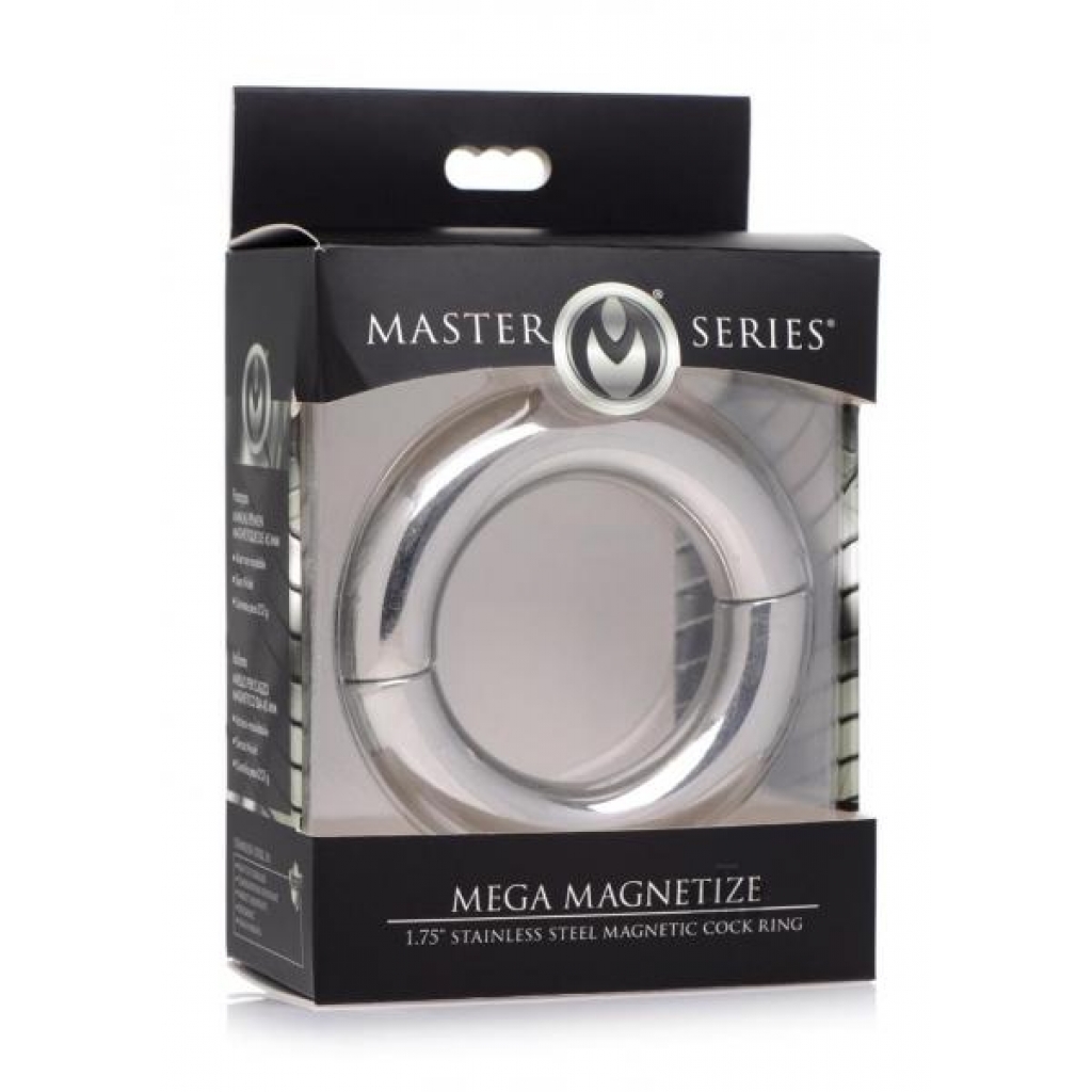 Ms Mega Magnetize: Stainless Steel Cock Ring - 1.75 inches Silver