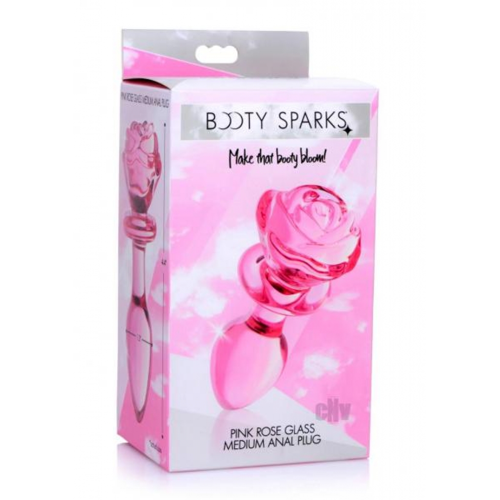 Booty Sparks Pink Rose Glass Plug Md - Xr Llc