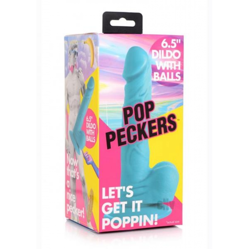 Pop Peckers Dildo W/balls 6.5 Blue - Xr Llc