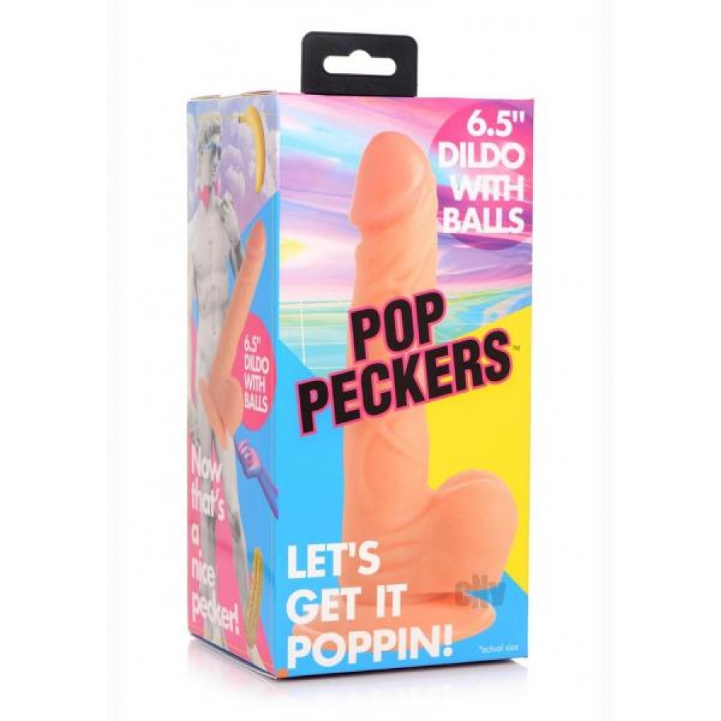 Pop Peckers Dildo W/balls 6.5 Light - Xr Llc