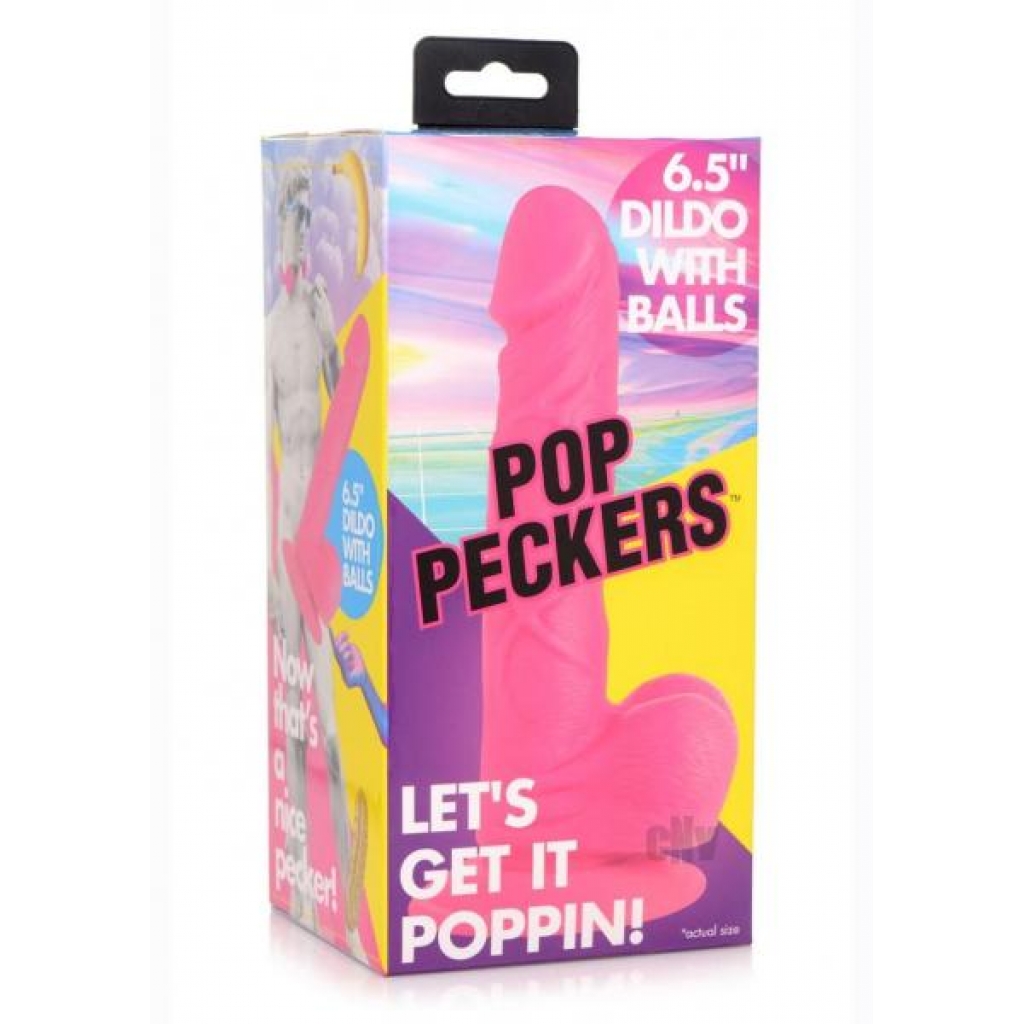 Pop Peckers Dildo W/balls 6.5 Pink - Xr Llc