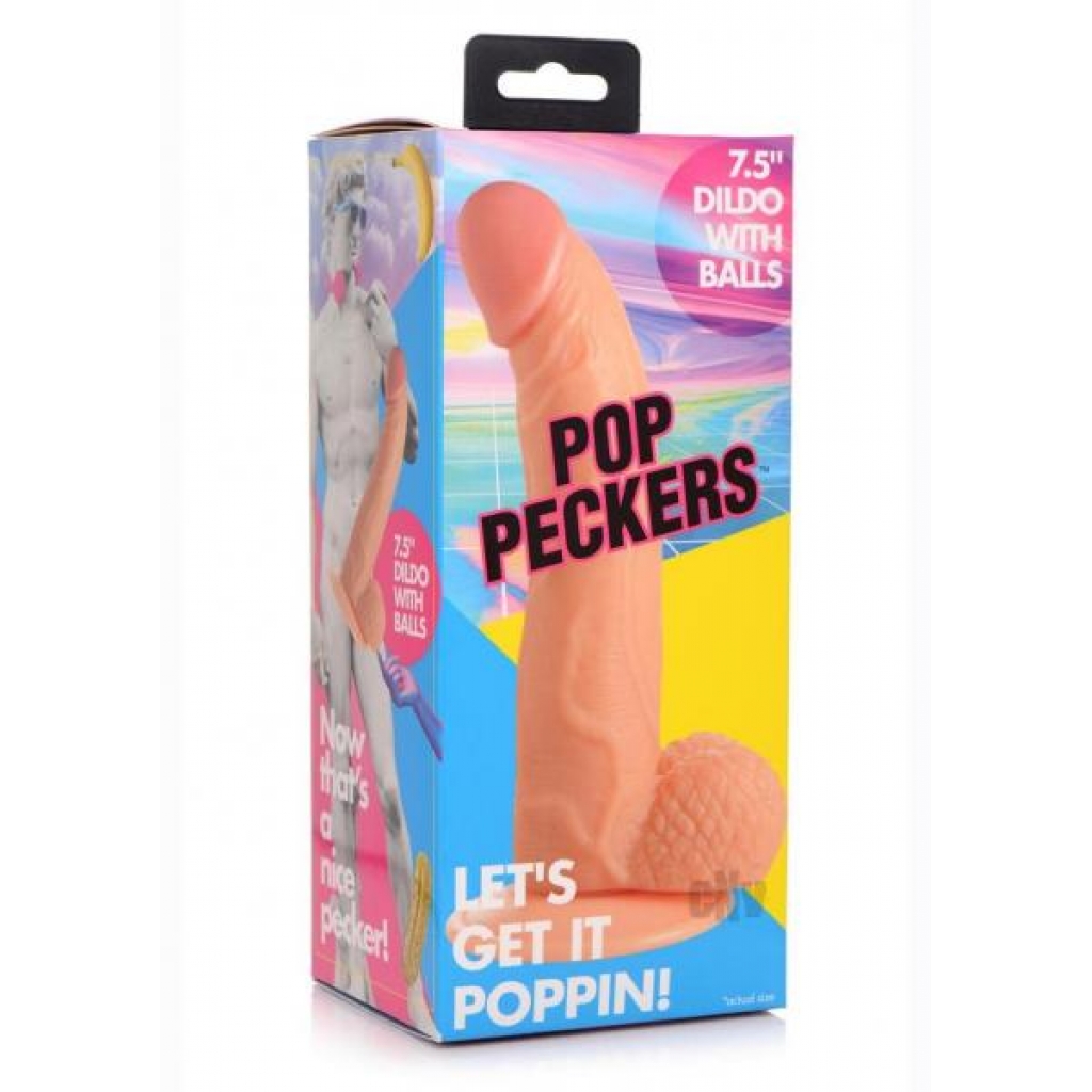 Pop Peckers Dildo W/balls 7.5 Light - Xr Llc