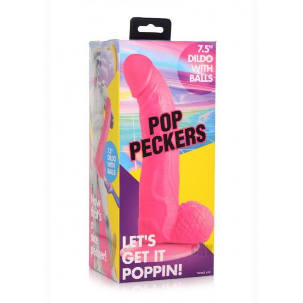 Pop Peckers Dildo W/balls 7.5 Pink - Xr Llc