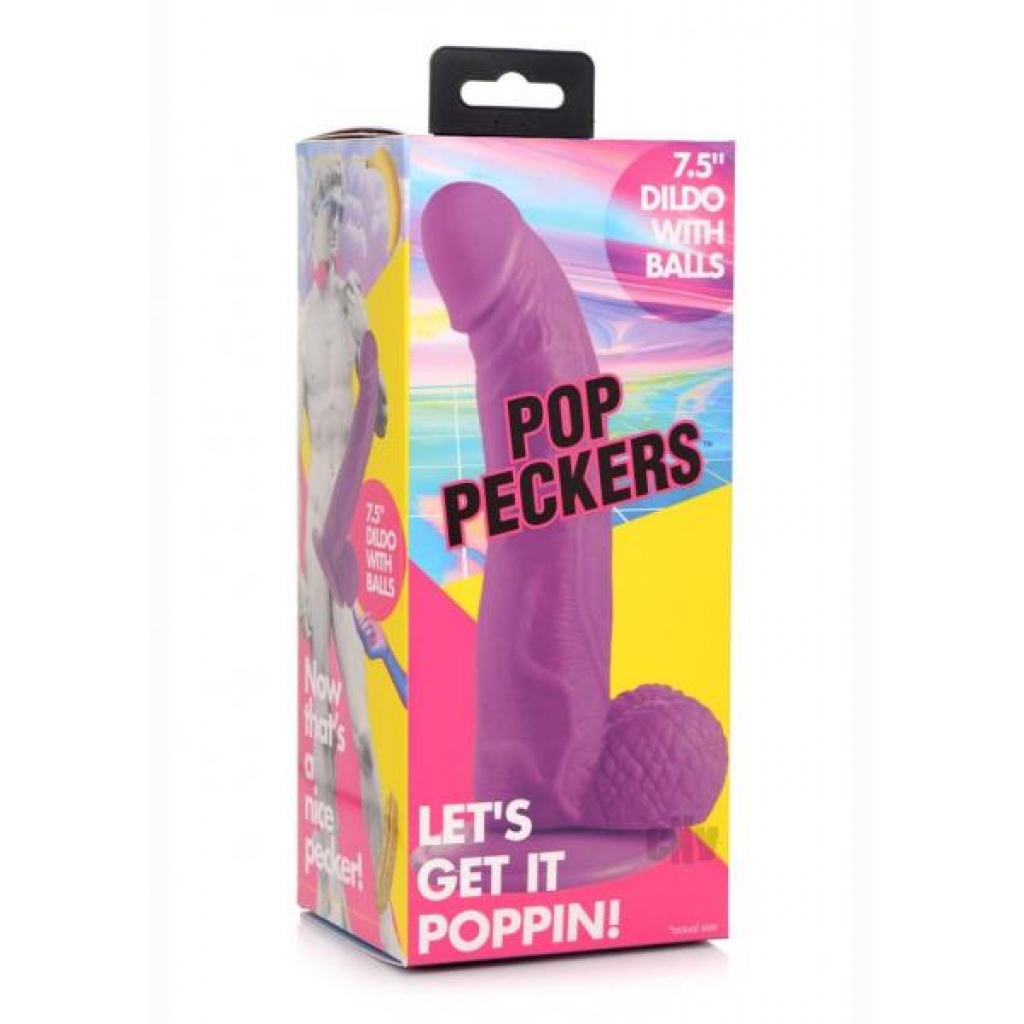 Pop Peckers Dildo with Balls: Bright Delight 7.5