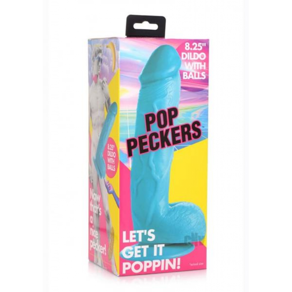 Pop Peckers Dildo W/balls 8.25 Blue - Xr Llc