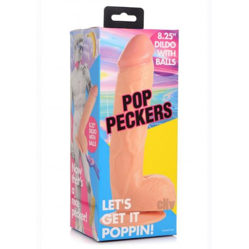 Pop Peckers Dildo with Balls - 8.25 Light