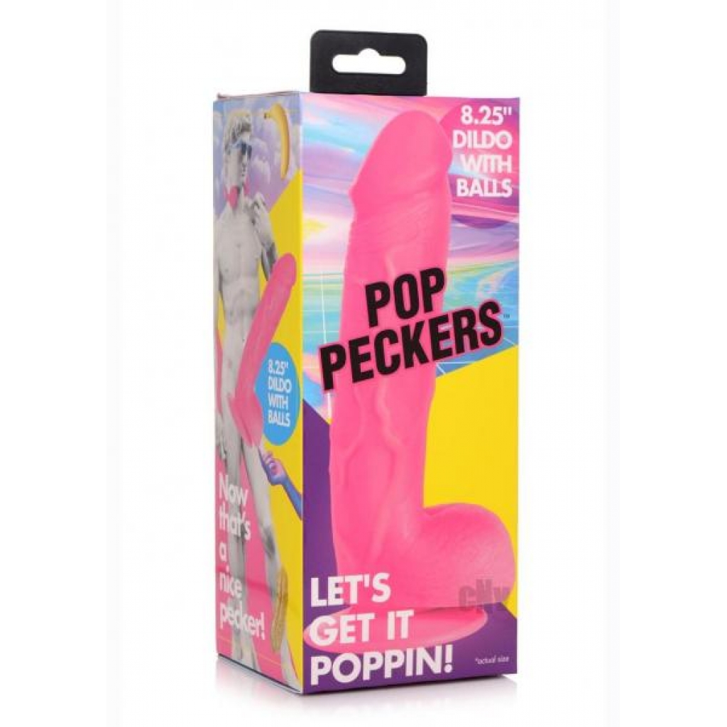 Pop Peckers Dildo W/balls 8.25 Pink - Xr Llc