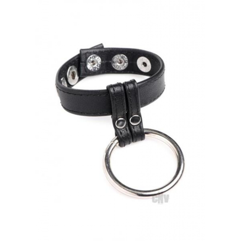 Cg Leather/steel Cock And Ball Ring Black - Xr Llc
