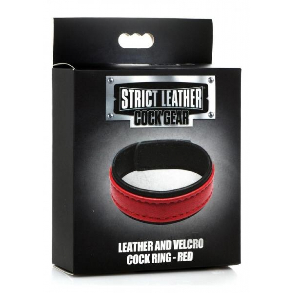 Strict Cock Gear Velcro Leather Ring Red - Xr Llc