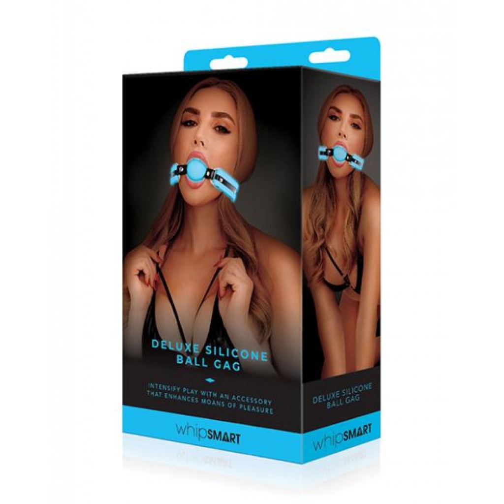 Whip Smart Glow In The Dark Deluxe Silicone Ball Gag - Blue