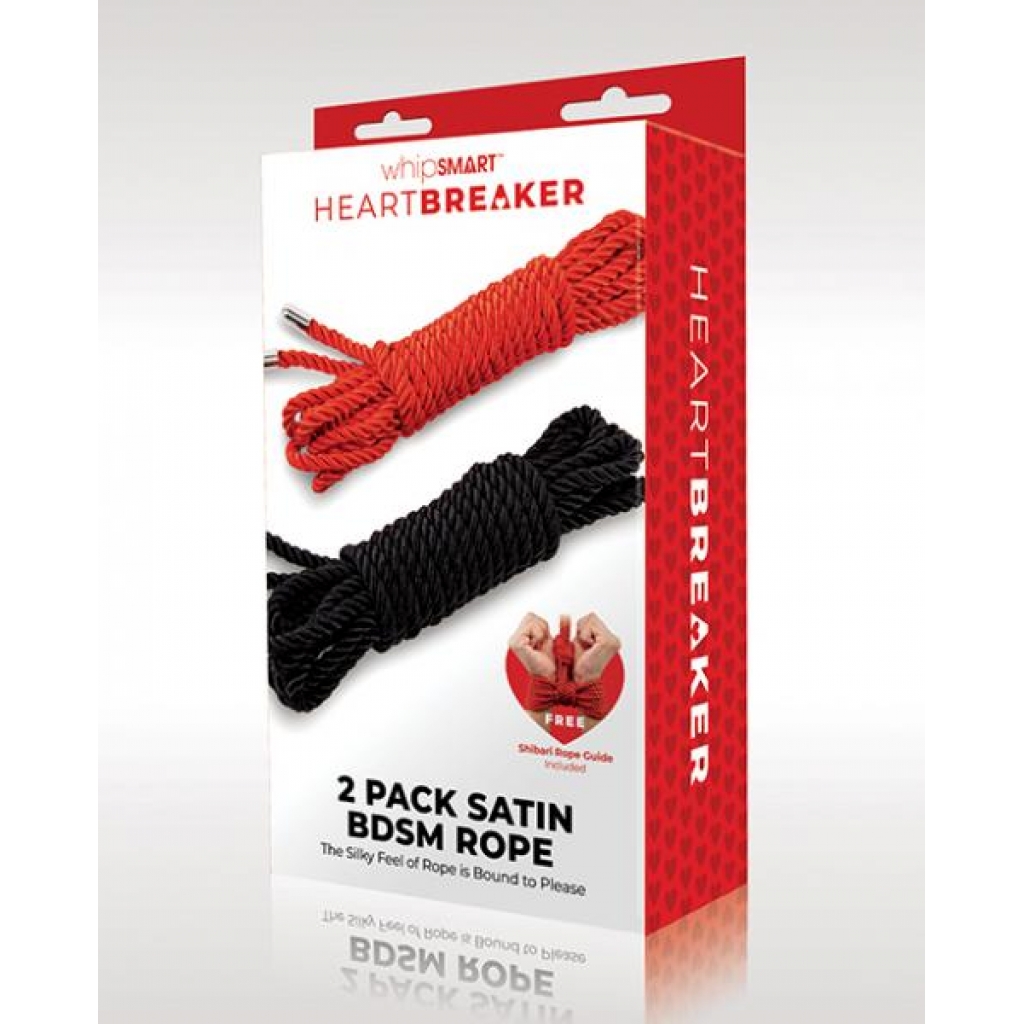 Whipsmart Heartbreaker Satin BDSM Rope - Black/Red Set of 2