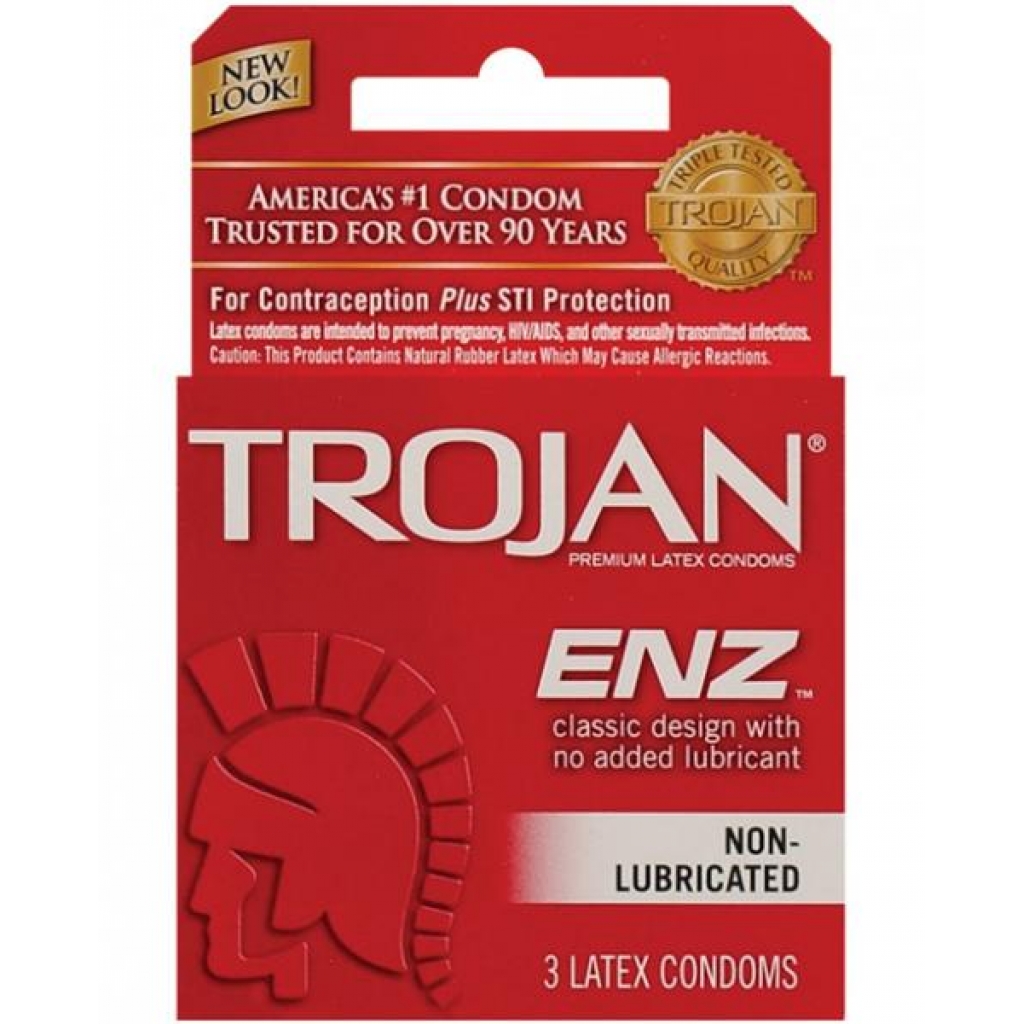 Trojan ENZ Non-Lubricated Condoms - Box of 3