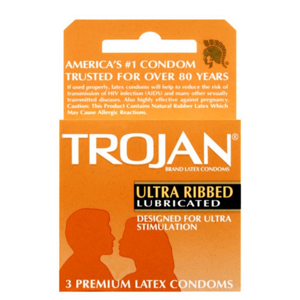 Trojan Ultra Ribbed Lubricated Condoms 3 Pack