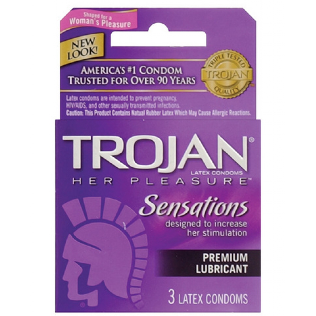 Trojan Her Pleasure Ribbed Latex Condoms - 3-Pack