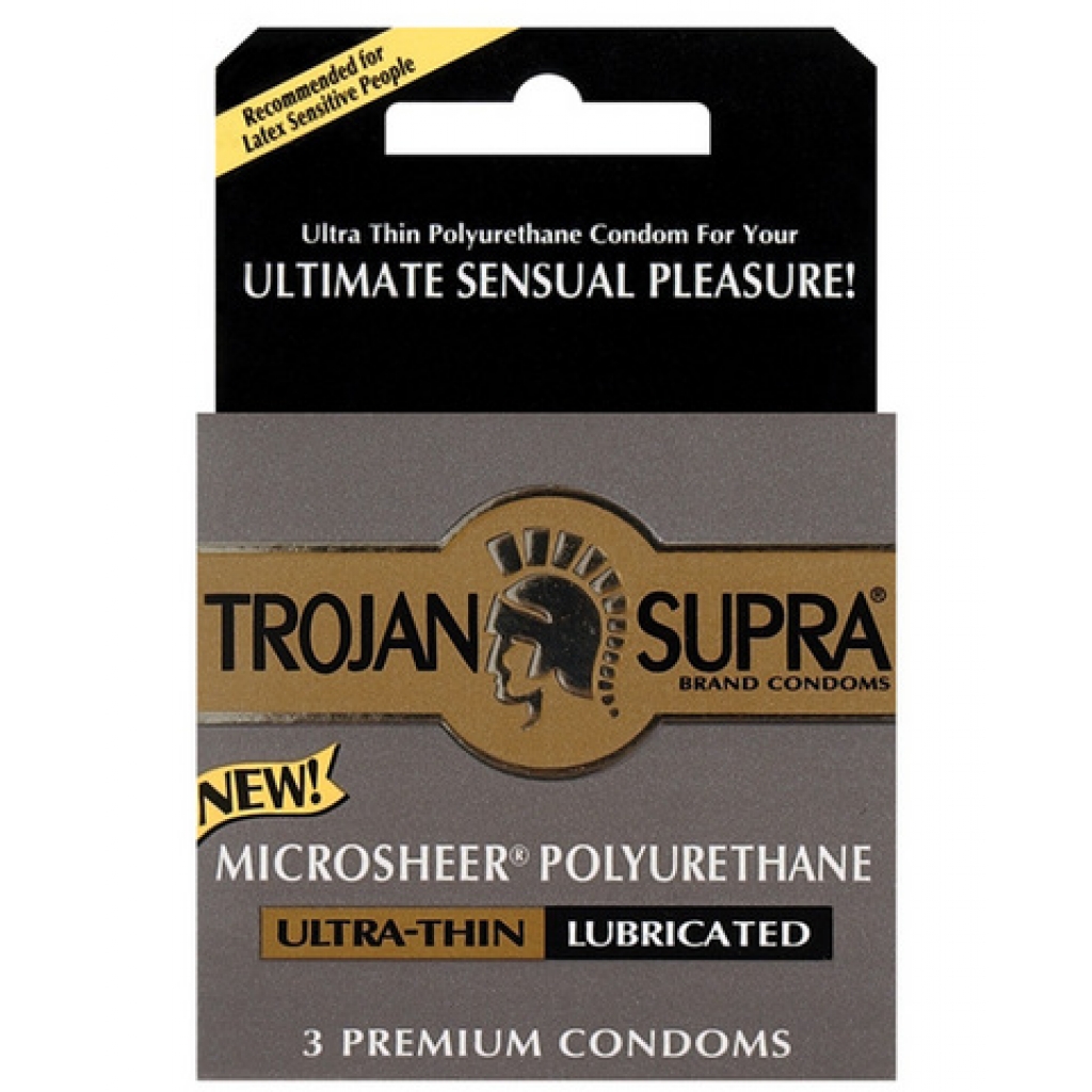 Trojan Supra Microsheer Ultra Thin Polyurethane Condoms - 3 Pack