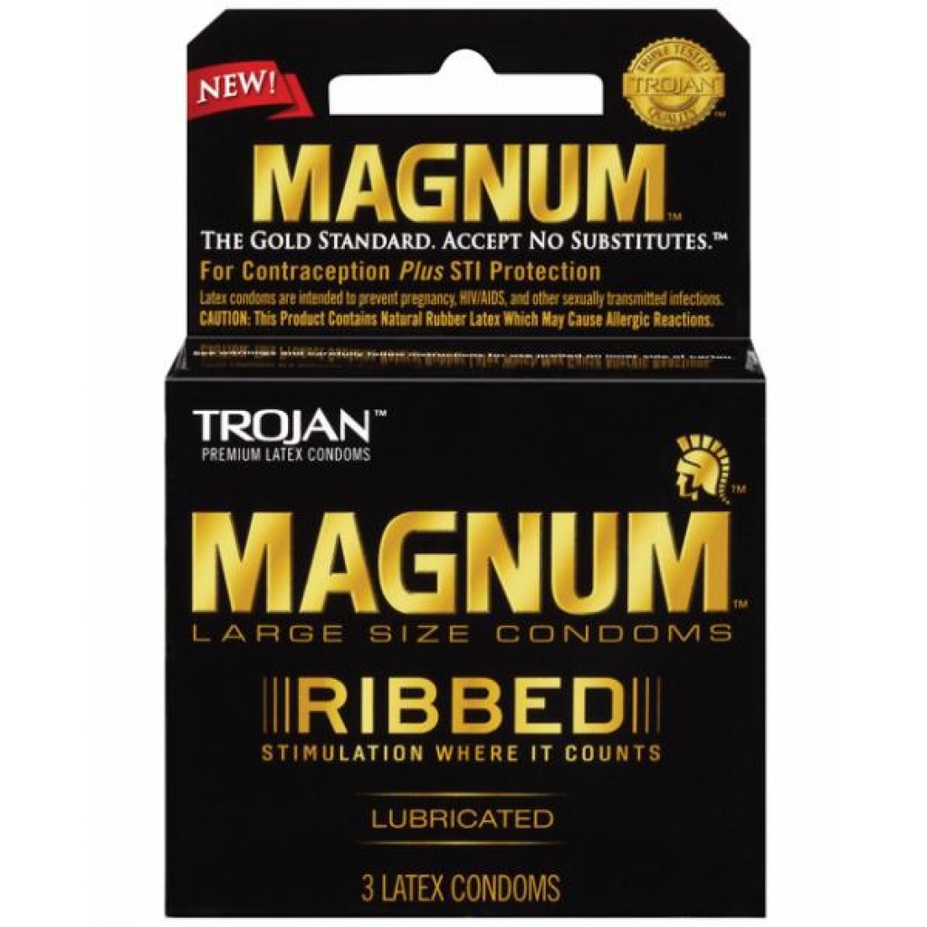 Trojan Magnum Ribbed Latex Condoms - 3 Pack