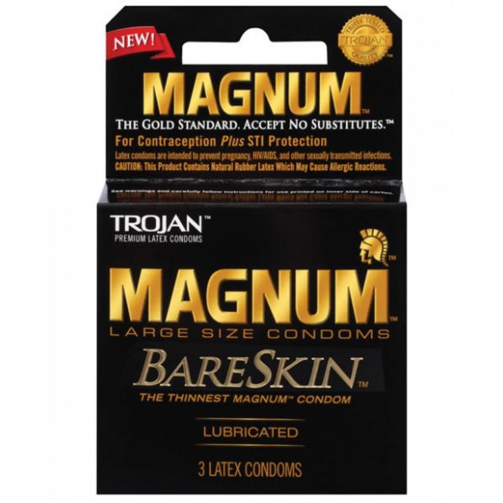 Trojan Magnum Bareskin - Large Size Latex Condoms - 3 Pack