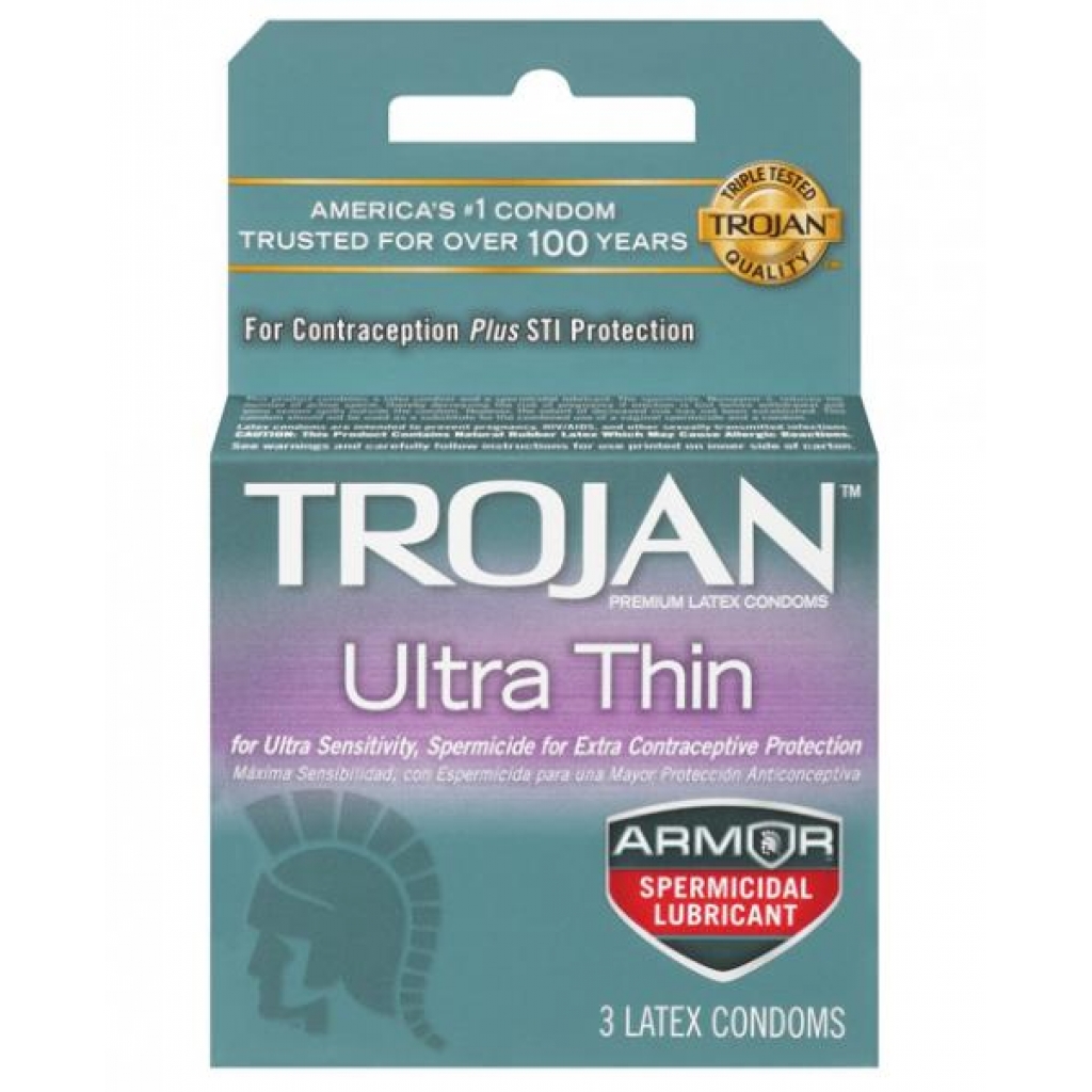 Trojan Ultra Thin Armor Spermicidal Condoms - 3 Pack