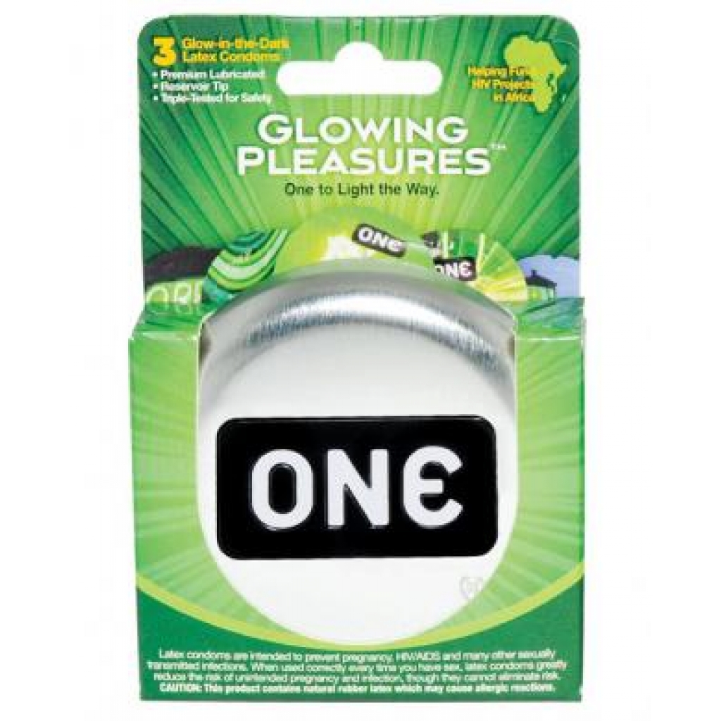 One Glowing Pleasures Condoms - Box of 3