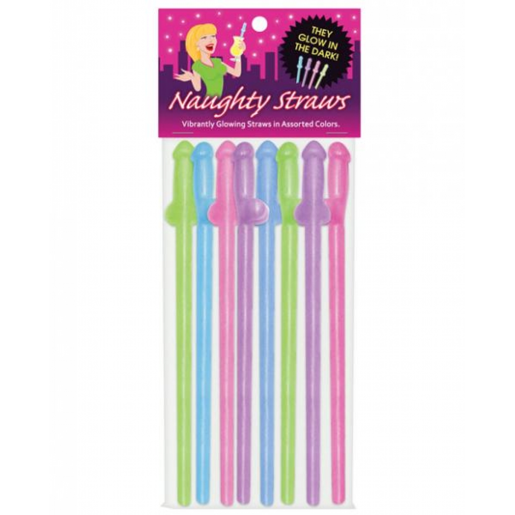 Glow In The Dark Penis Straws - 8 Pack