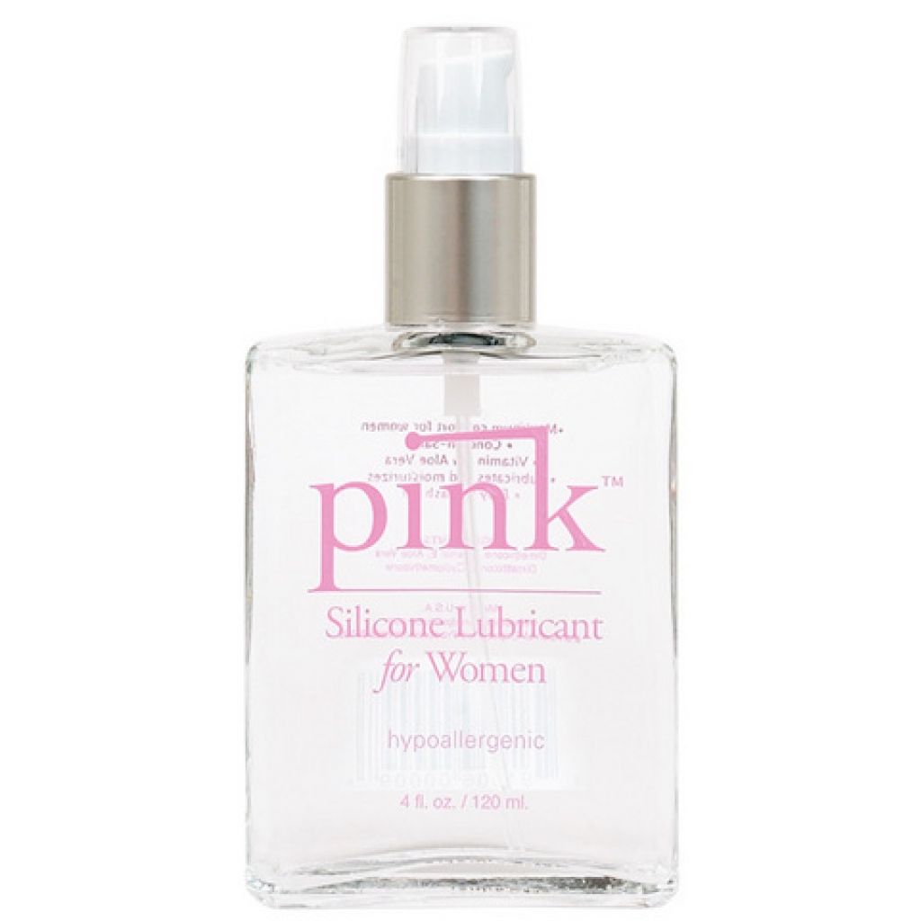 Pink Silicone Lube - 4 oz Glass Bottle