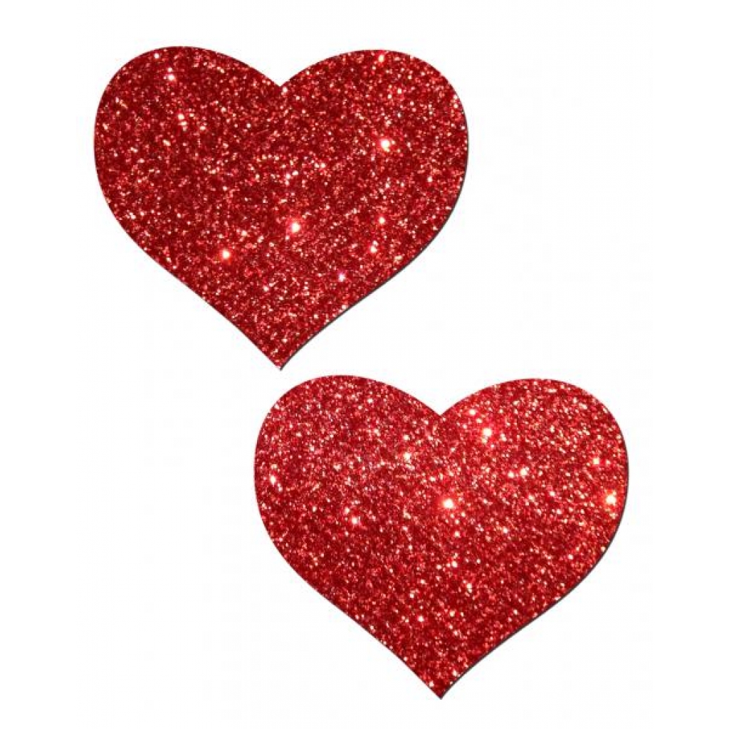 Heart Red Glitter Pasties - One Size