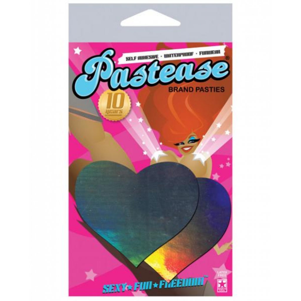 Pastease Hologram Heart Silver Pasties O/S