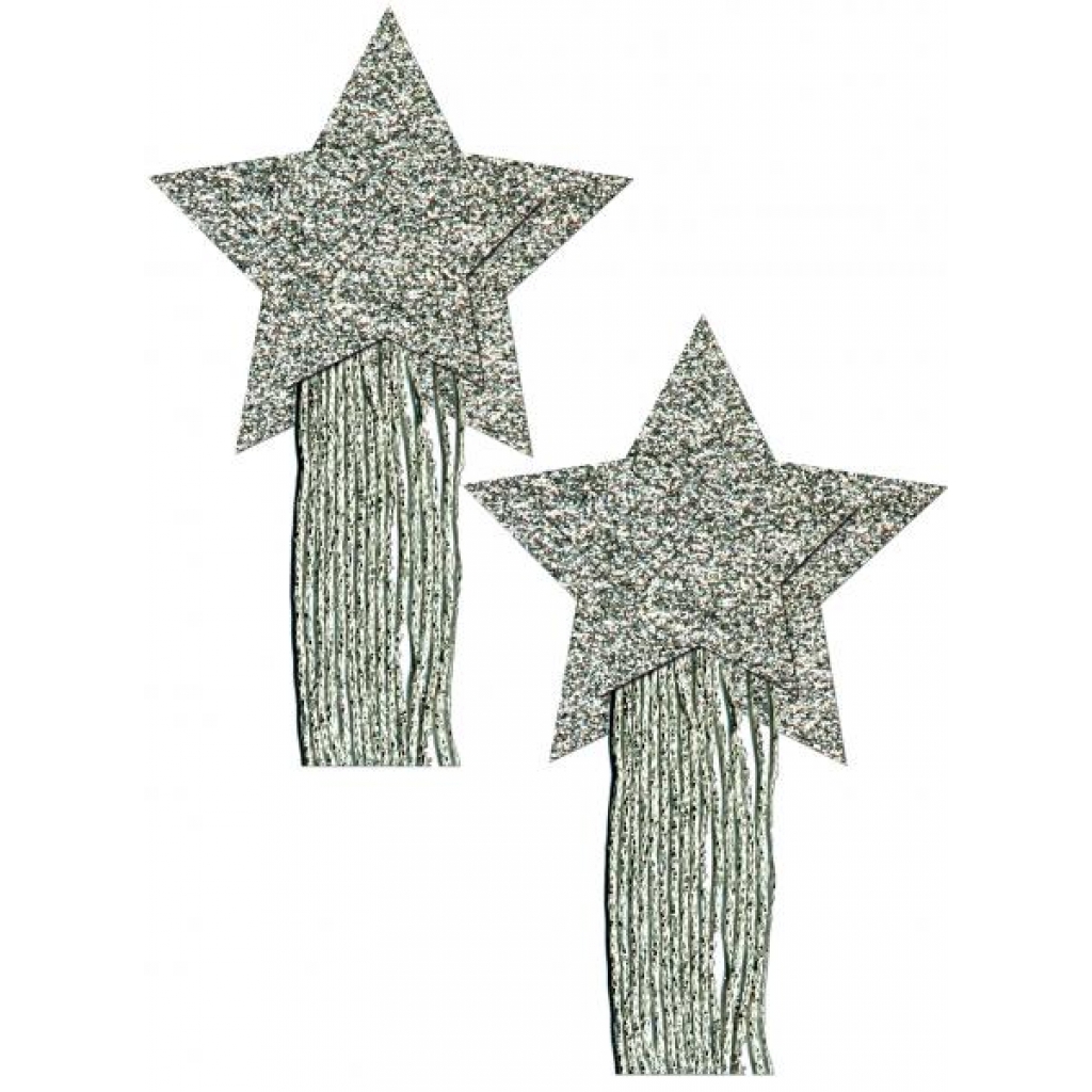 Pastease Silver Glitter Tassle Stars OS - Stylish Fun