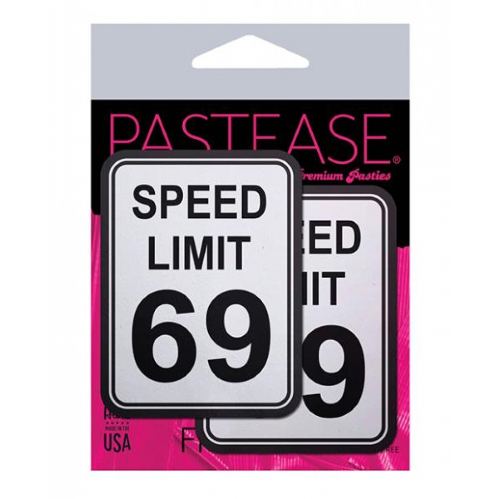 Pastease Speed Limit 69 Nipple Pasties - White/Black