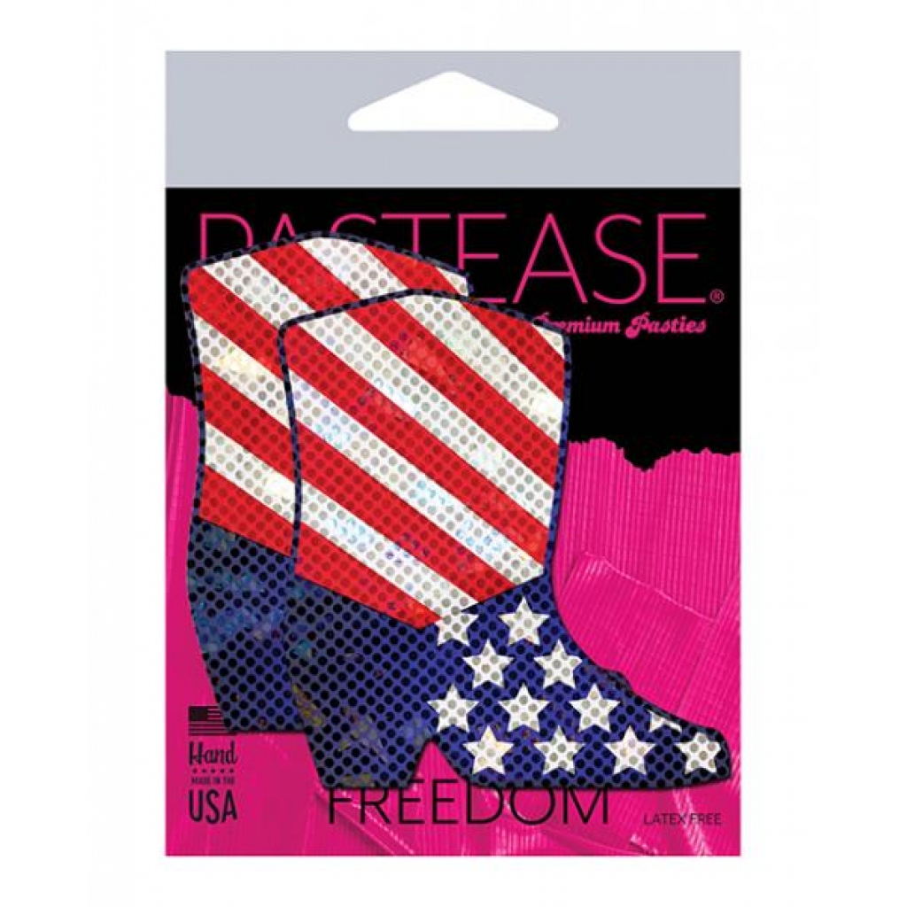 Premium Sparkling Stars & Stripes USA Cowboy Boot Nipple Pasties