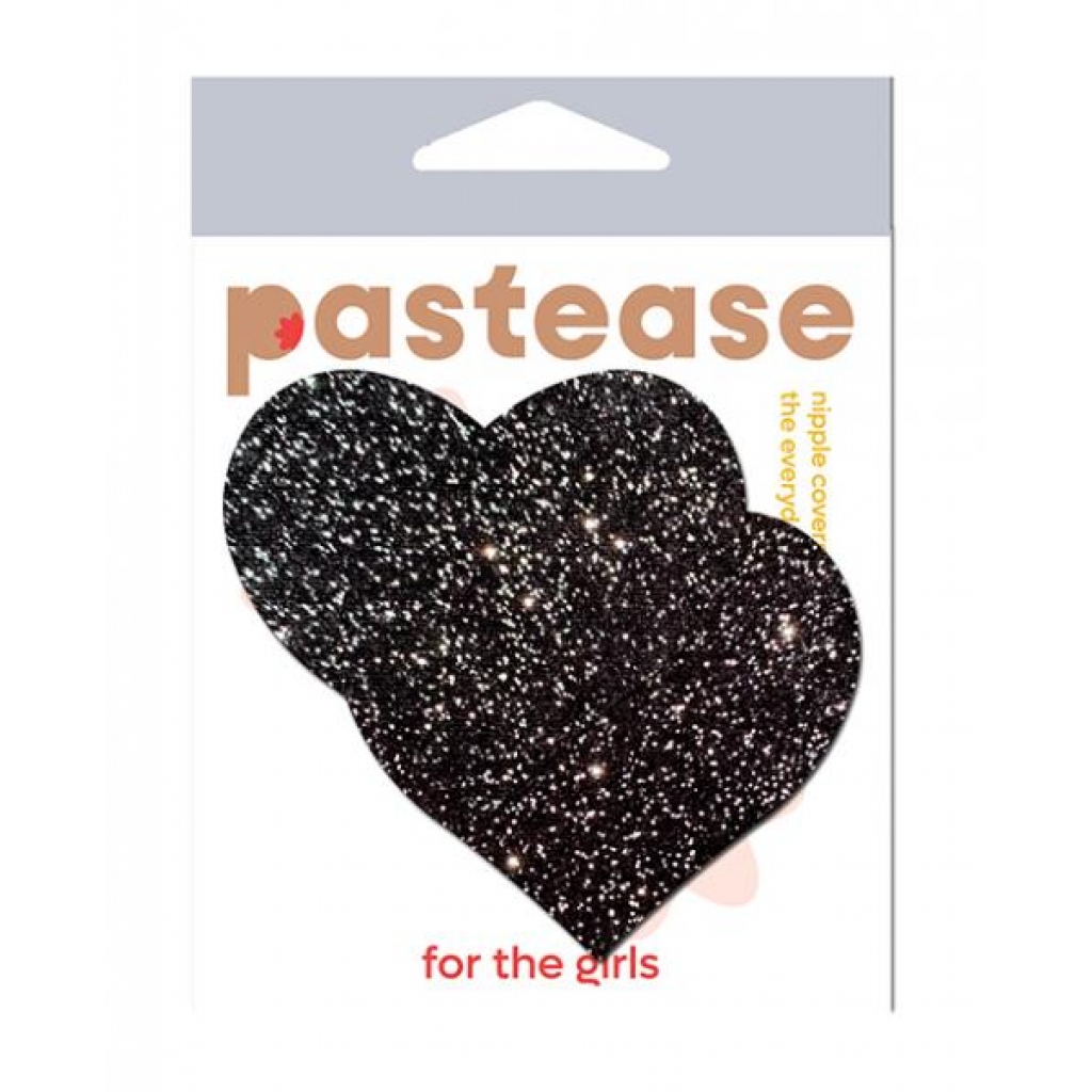 Pastease Sparkle Heart Nipple Pasties - Black