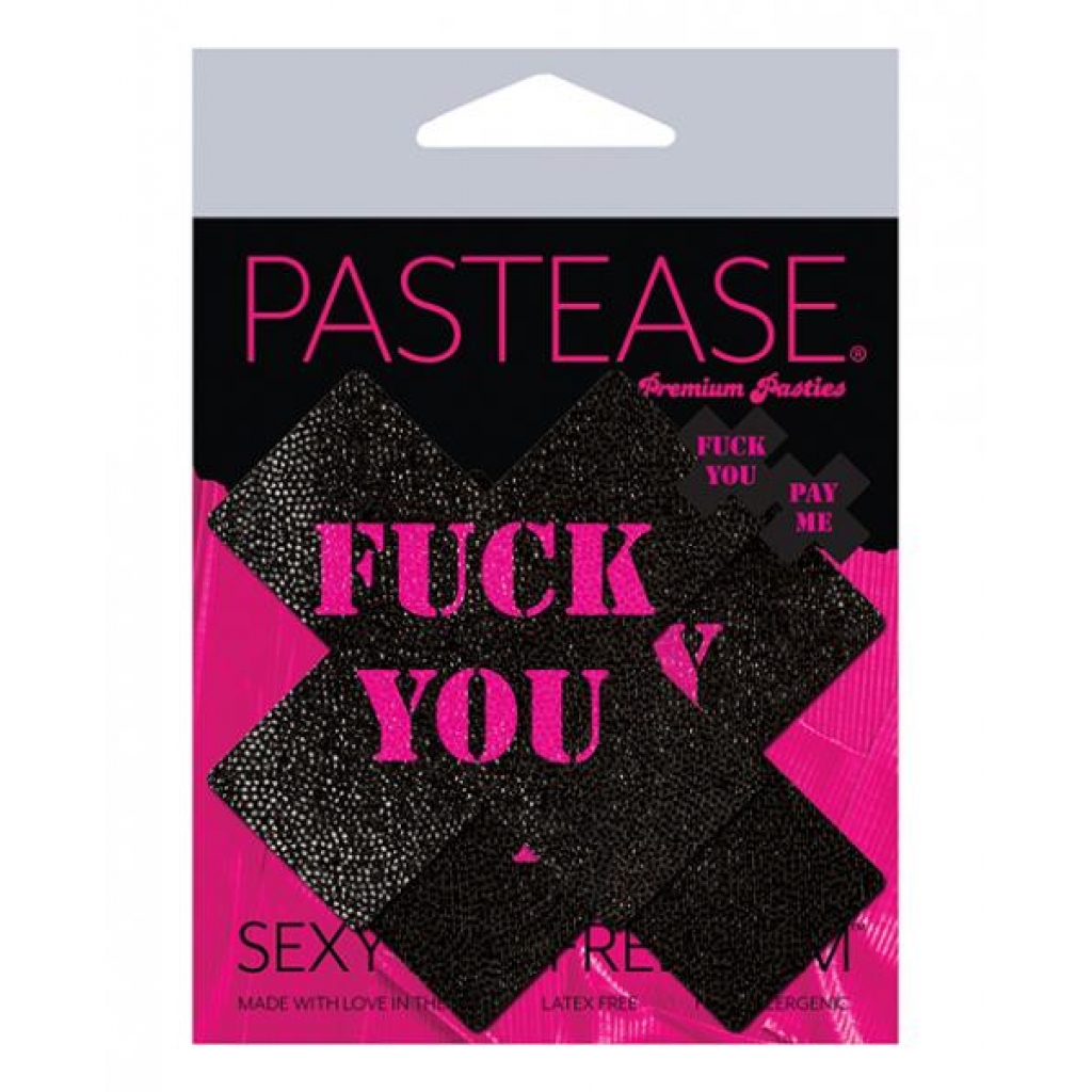 Pastease Fuck You Pay Me Cross - Black/pink O/s