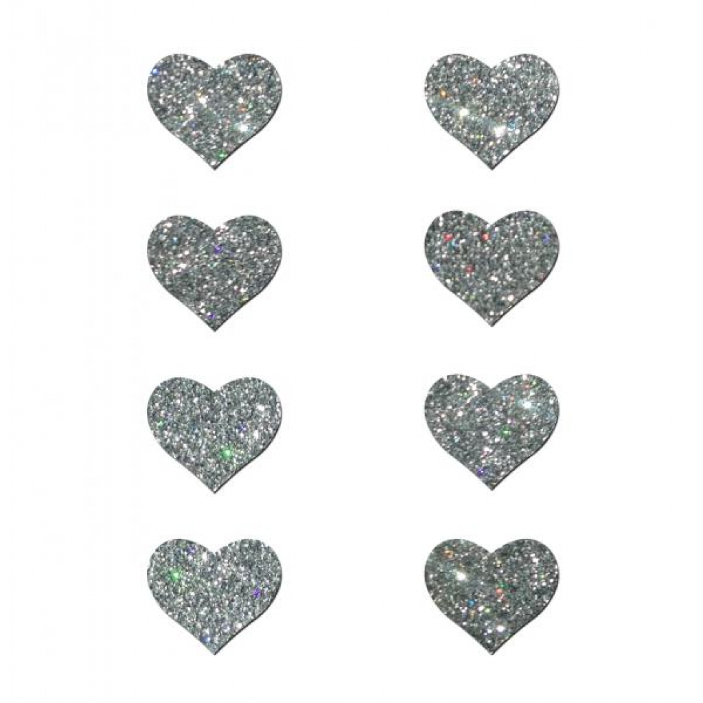 Pastease Mini Glitter Hearts - Silver Pack Of 8 Pasties