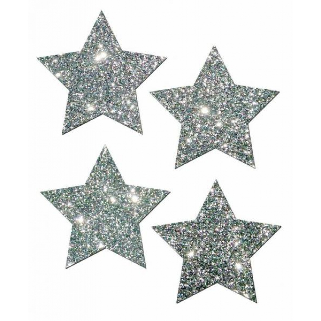 Premium Silver Glitter Star Pasties - 2 Pack