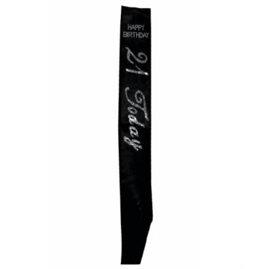 21 Today Non-Flashing Sash With Stones - Black