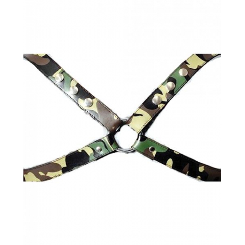 Stylish Camo Leather X Harness for L/XL