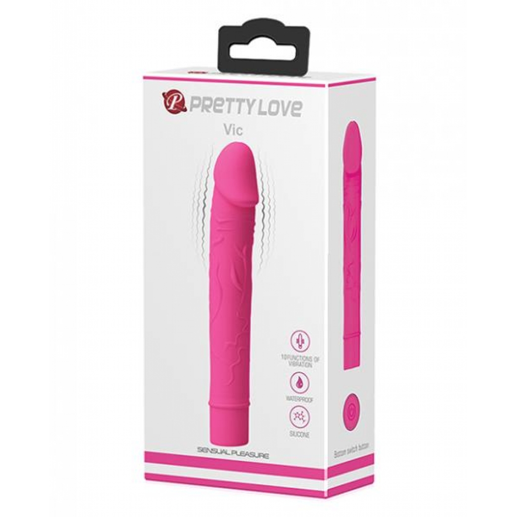 Pretty Love Vic 10 Function Vibrating Dildo - Fuchsia