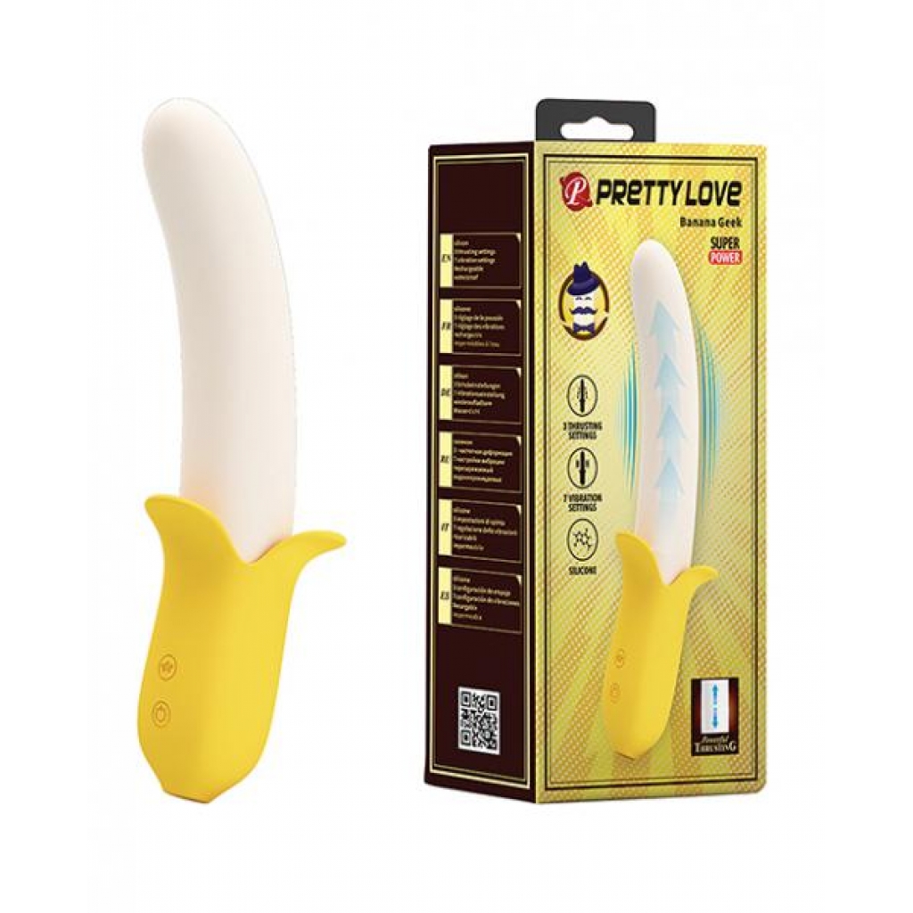 Pretty Love Banana Geek - Thrusting Vibrator - Yellow