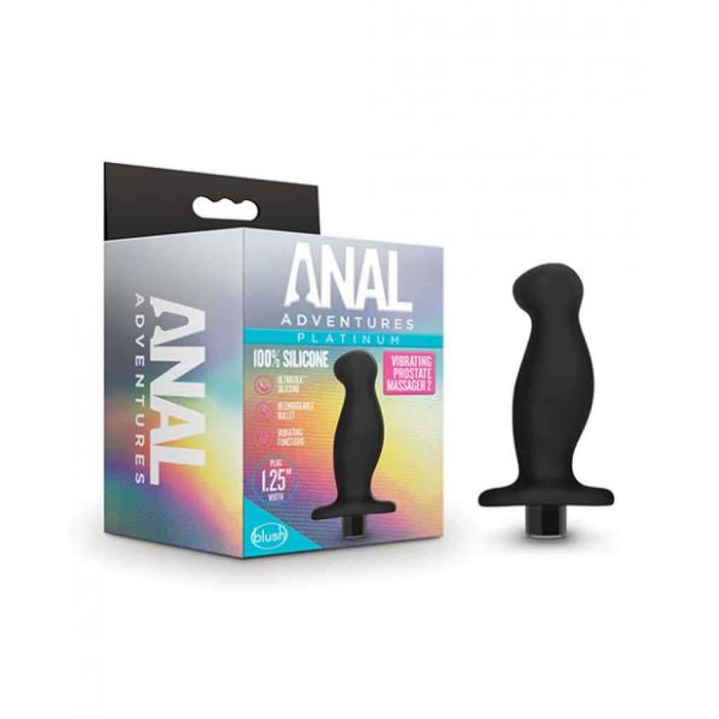 Blush Anal Adventures Platinum Silicone Vibrating Prostate Massager - Black