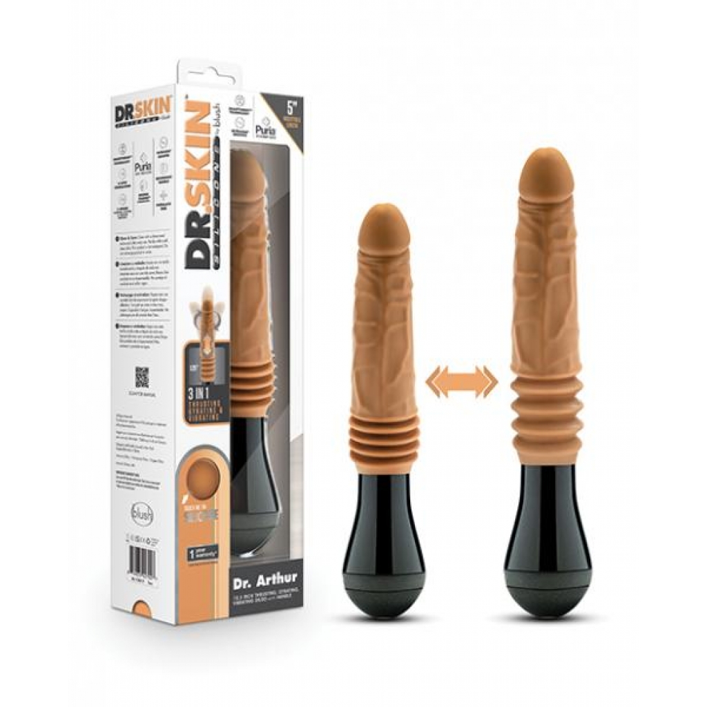 Blush Dr. Skin Silicone Dr. Arthur Thrusting Vibrating Dildo - Tan