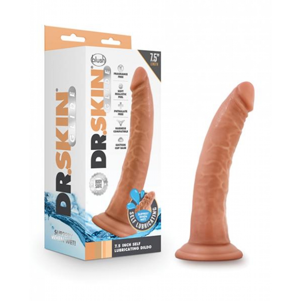 Blush Dr. Skin Glide - 7.5 Inch Self-Lubricating Dildo - Mocha