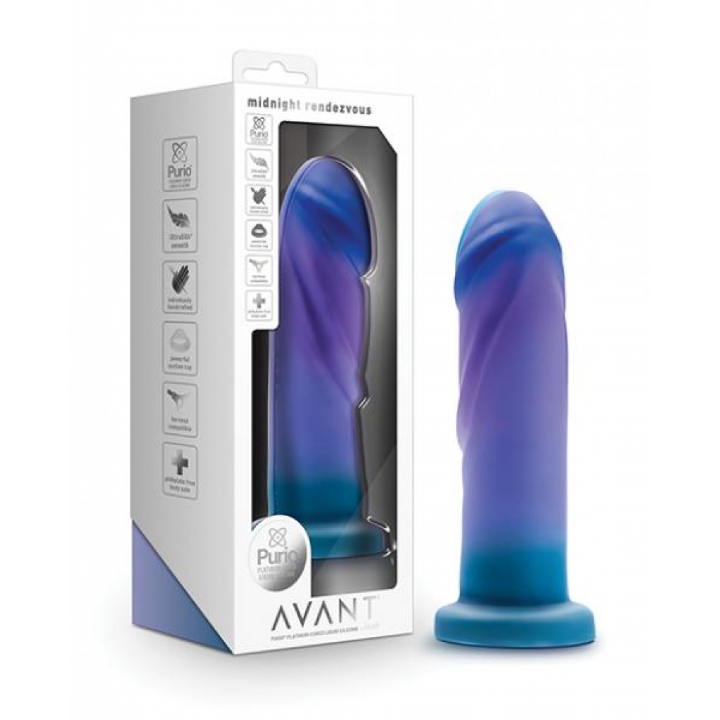 Blush Avant Midnight Rendezvous Silicone Dildo - Ocean Blue Elegance