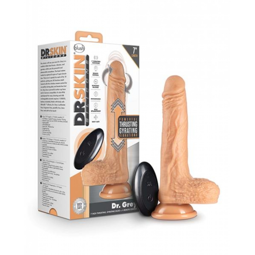 Blush Dr. Skin Silicone Dr. Grey Thrusting Dildo - Vanilla