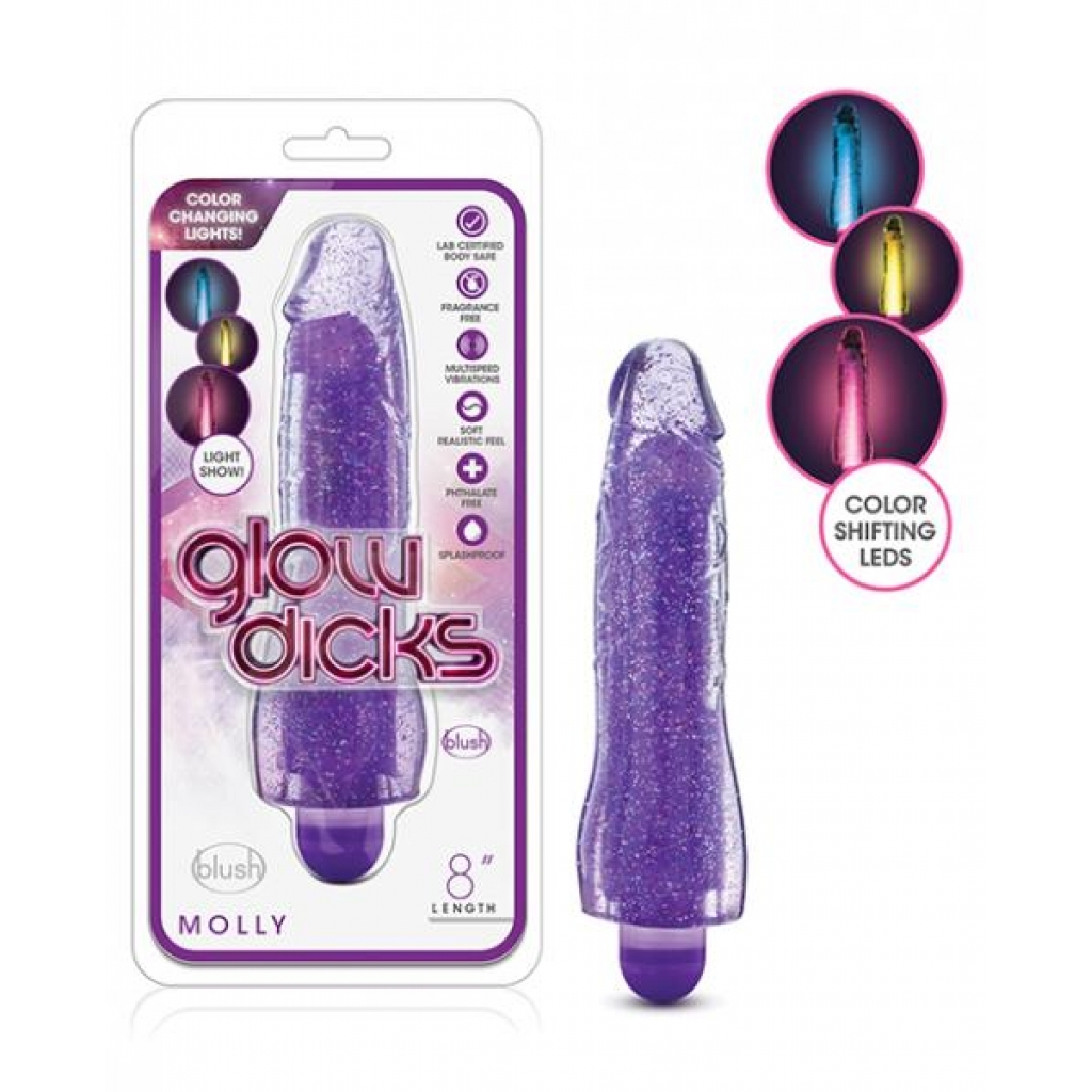 Blush Glow Dicks Glitter Vibrator - Molly - Purple