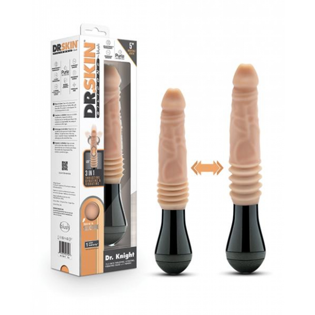 Blush Dr. Skin Silicone Dr. Knight Thrusting Gyrating Vibrating Dildo - Beige