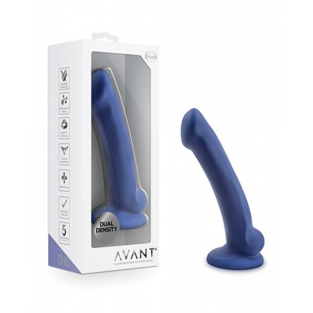 No Eta $blush Avant D10 Silicone Dildo - Ergo Mini Indigo