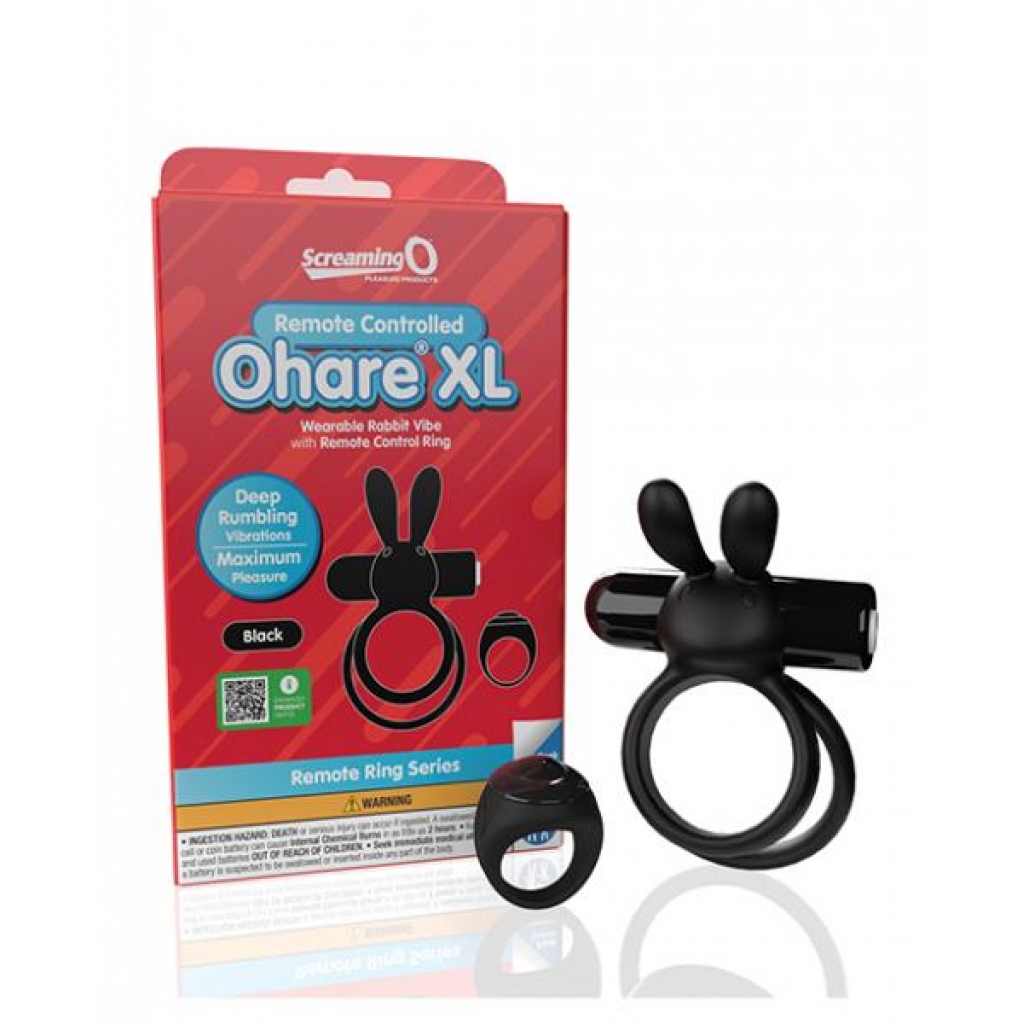 Screaming O Ohare Remote Controlled Vibrating Ring - XL Black