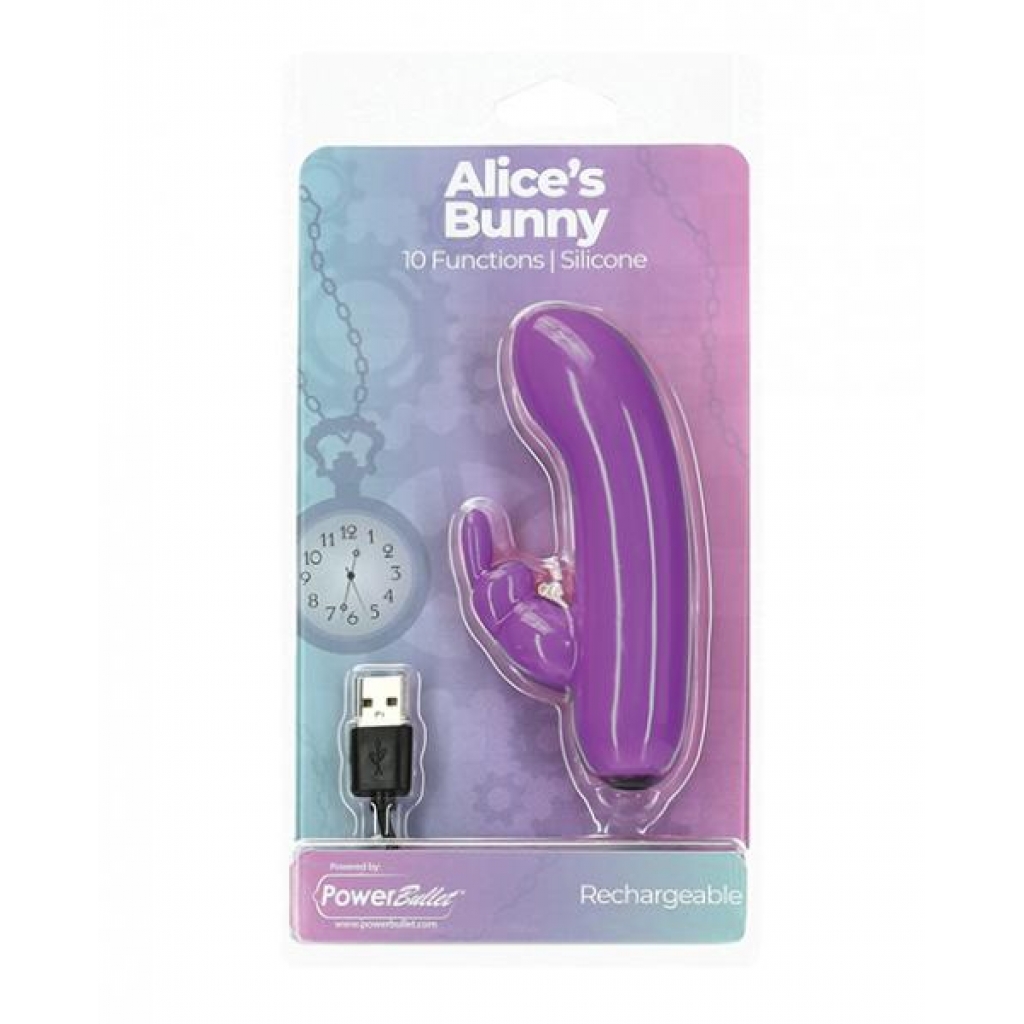 Alice's Bunny Rechargeable 10 Function Bullet - Purple